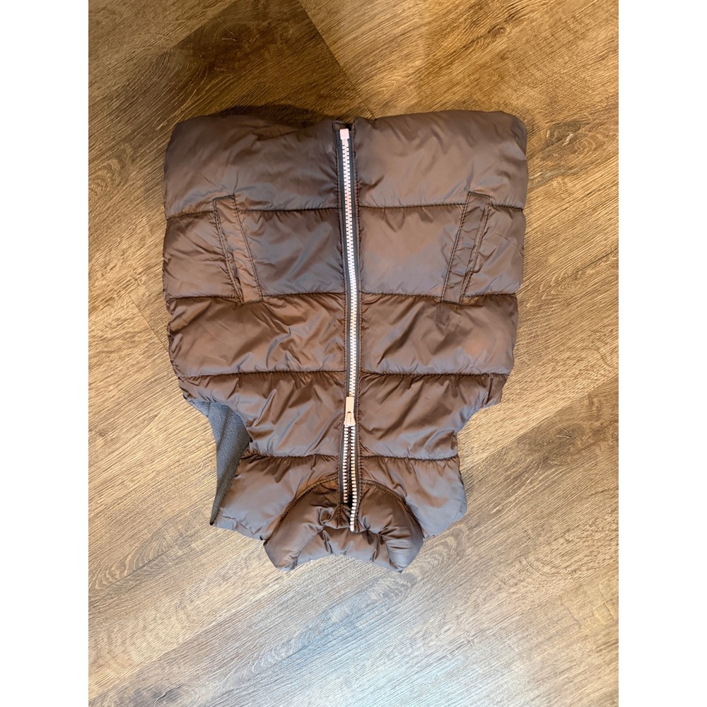 Old Navy Kids Brown Puffer Vest Fleece Lined Full Zip Size 5T